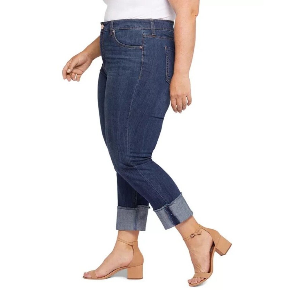 Seven7 Women's Plus Size High Rise Slim Straight Cuff Jeans Avalon Blue 20W - Picture 3 of 10